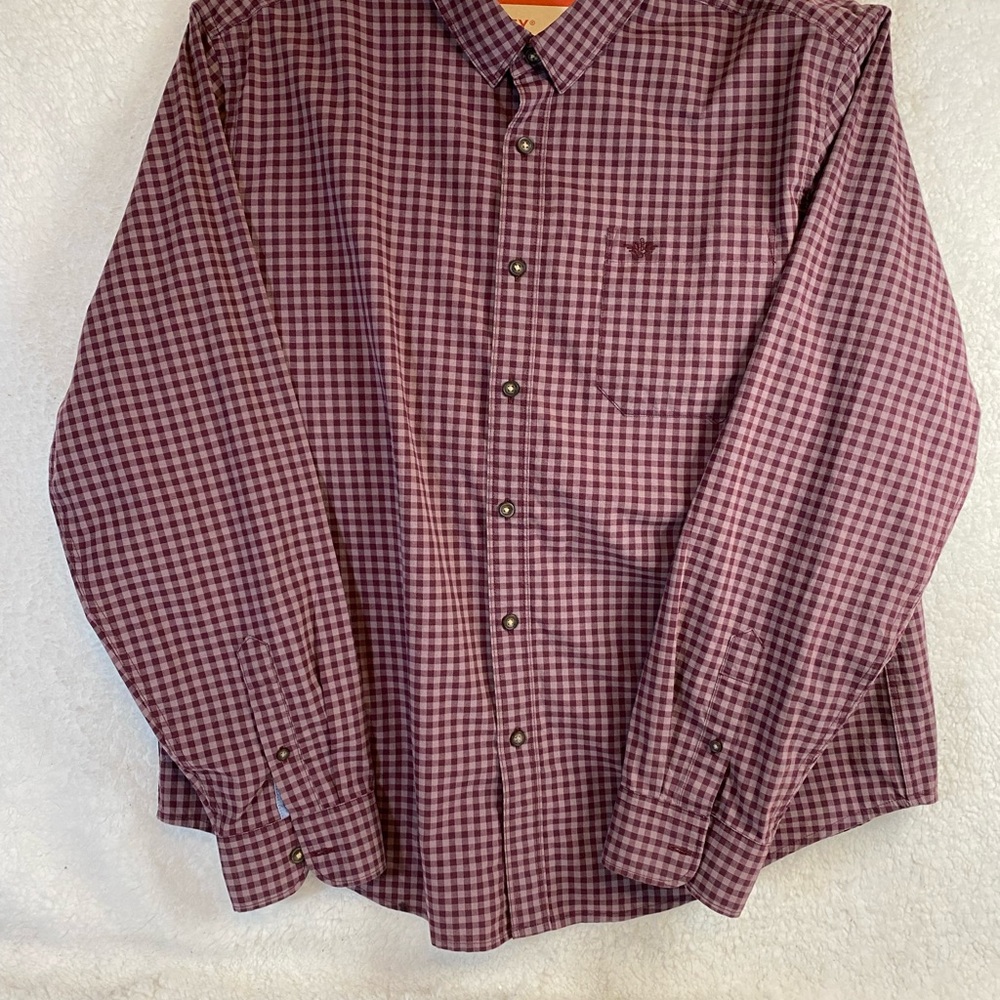 Dockers Men's Supreme Flex Long Sleeve Button Up Shirt Red Plaid XL